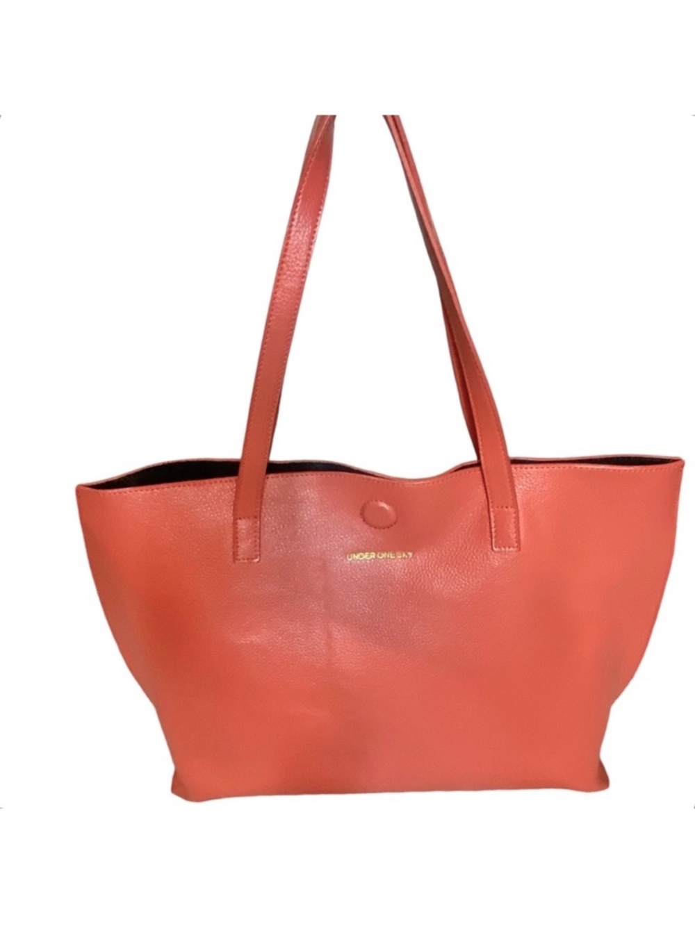 UNDER ONE SKY Coral Pink Vegan Leather Tote Wallet Magnetic Closure *FLAW*